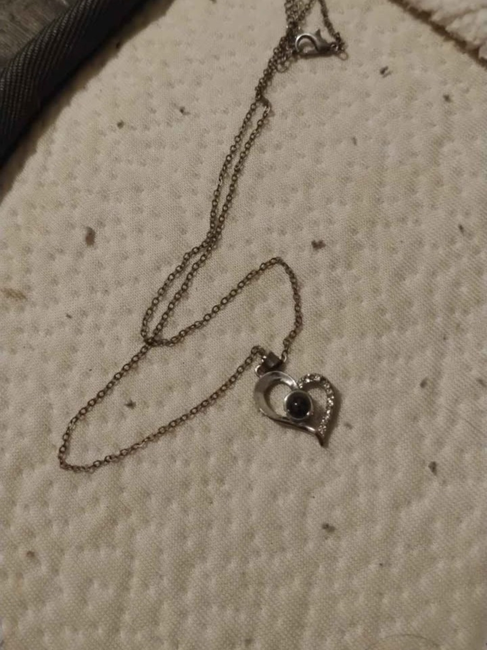 Silver Heart Pendant Necklace with Black Stone
